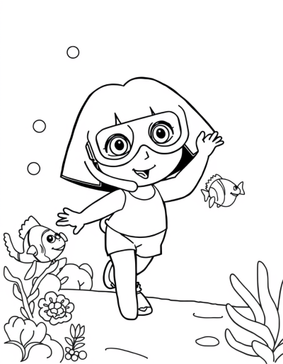 Dora Snorkels With Fish