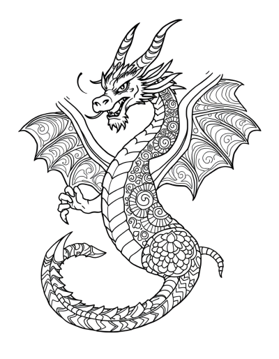 Therapeutic Dragon Mandala Designs To Color