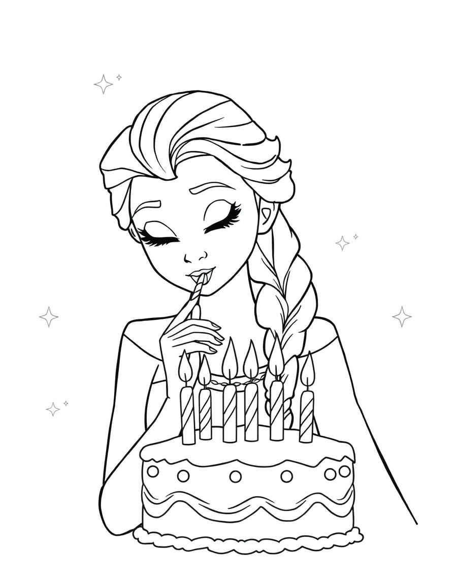 Elsa Blowing Out Birthday Candles