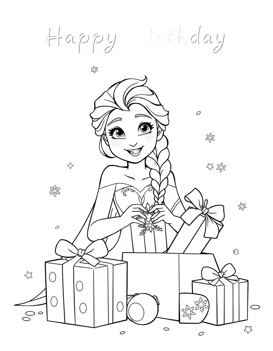 Elsa Opening Birthday Presents Happily