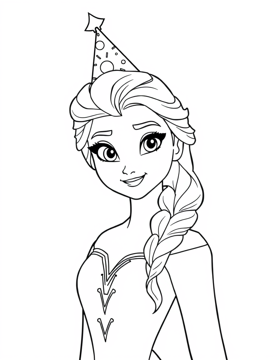 Elsa Wearing Birthday Party Hat