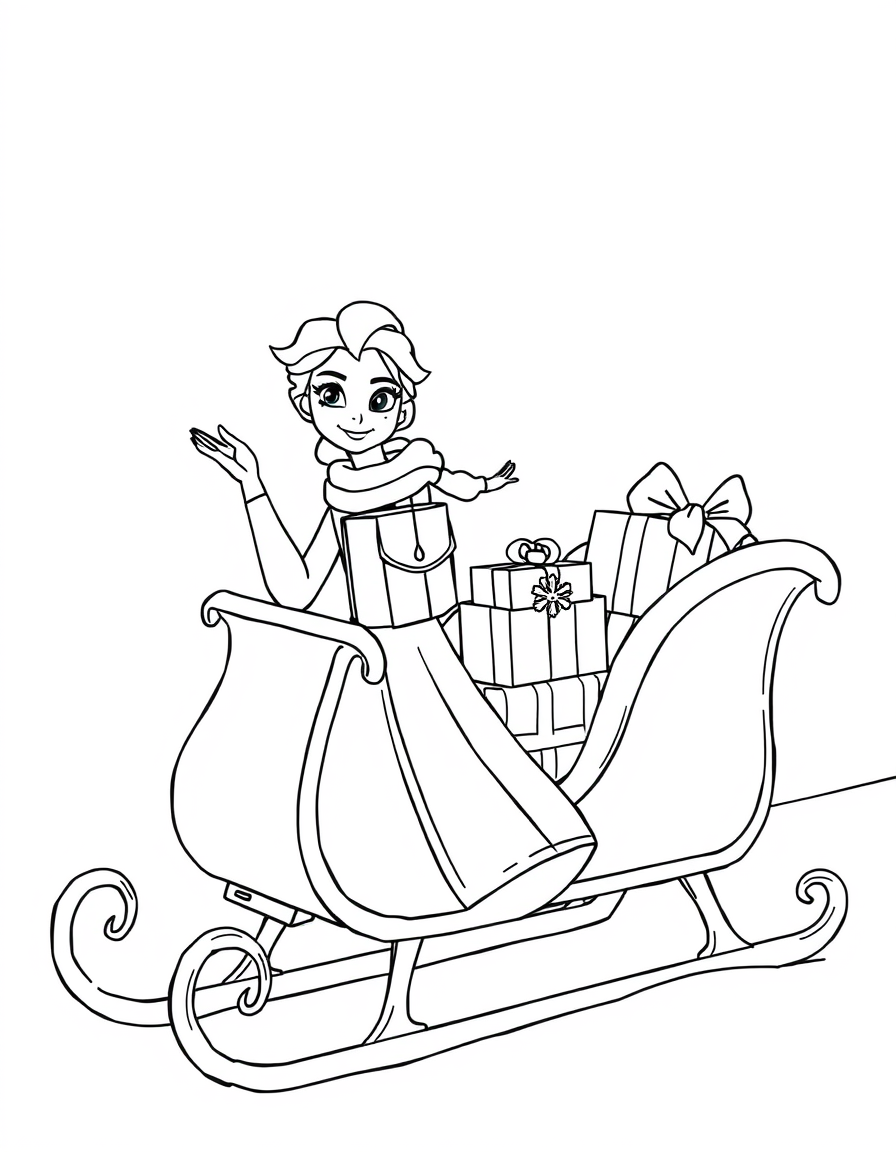 Elsa Delivering Presents On Sleigh