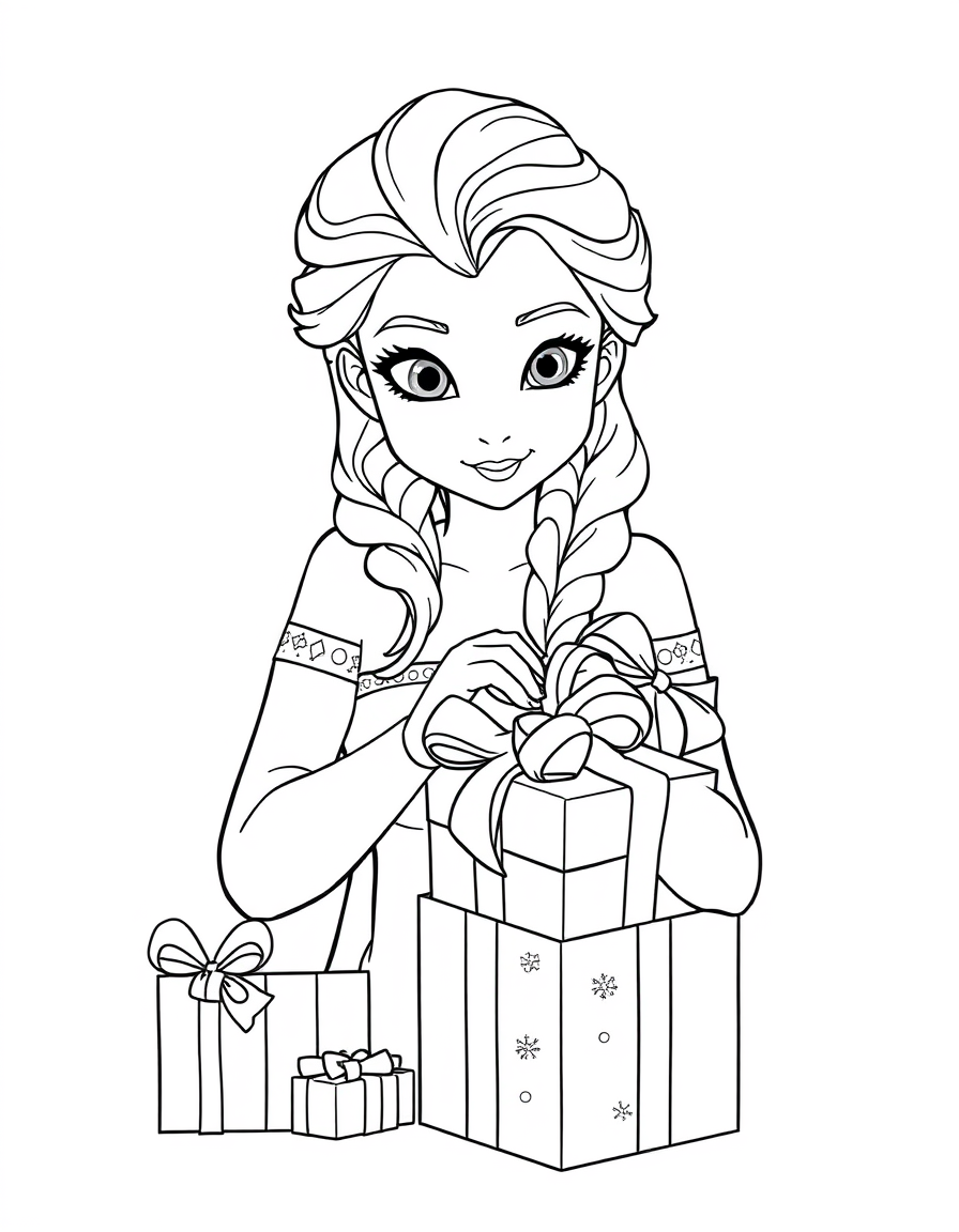 Elsa Wrapping Presents With Ribbon
