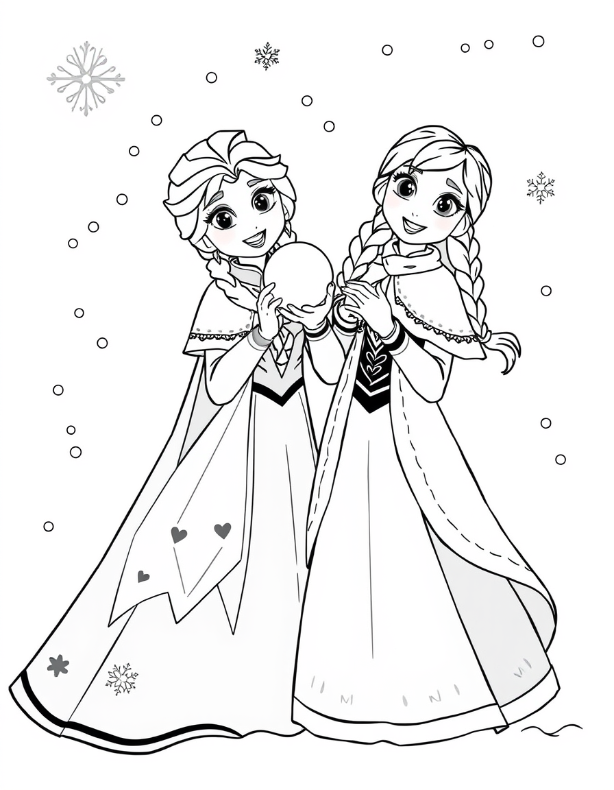 Sisters Having A Snowball Fight