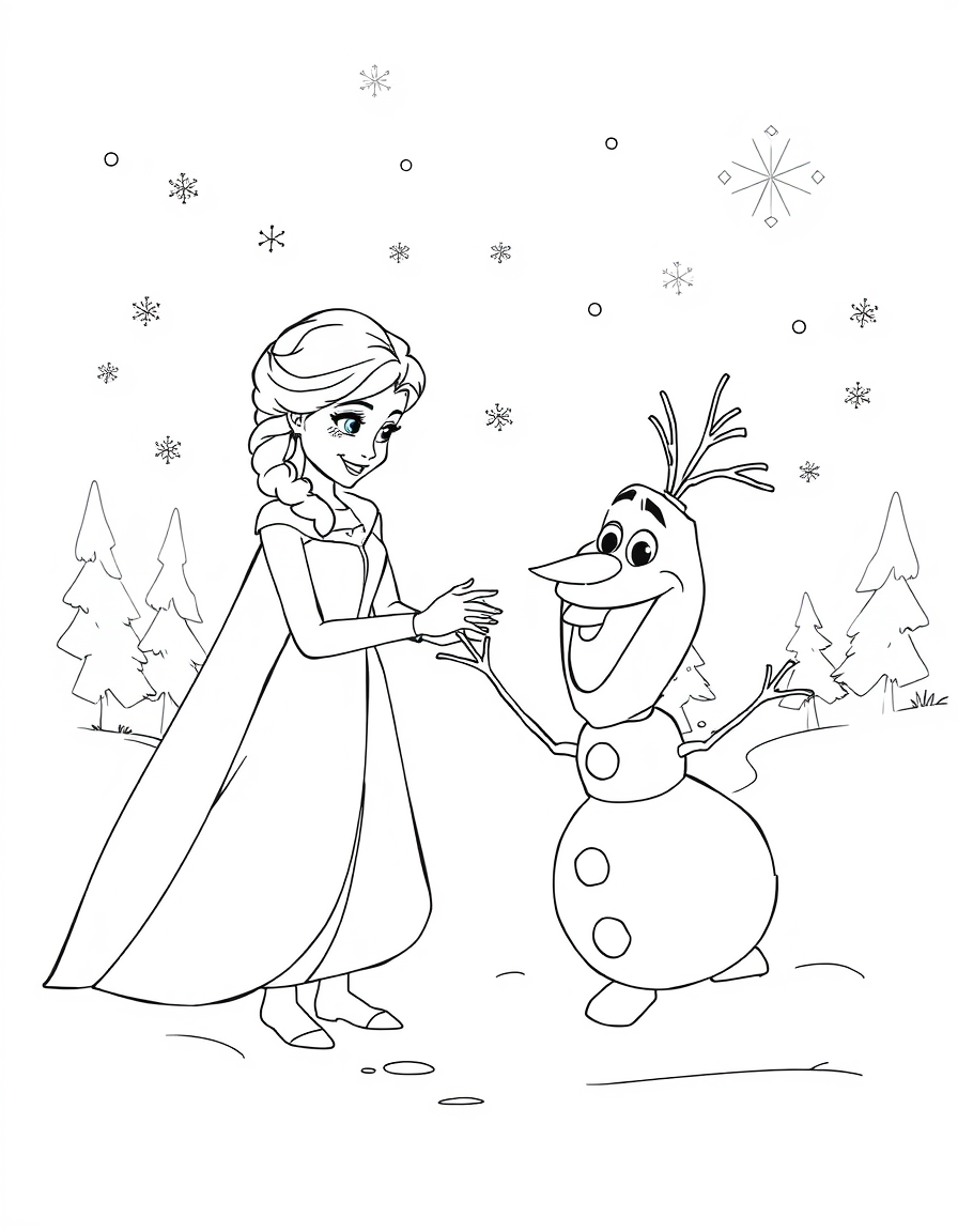 Elsa And Olaf Playing In A Winter Wonderland