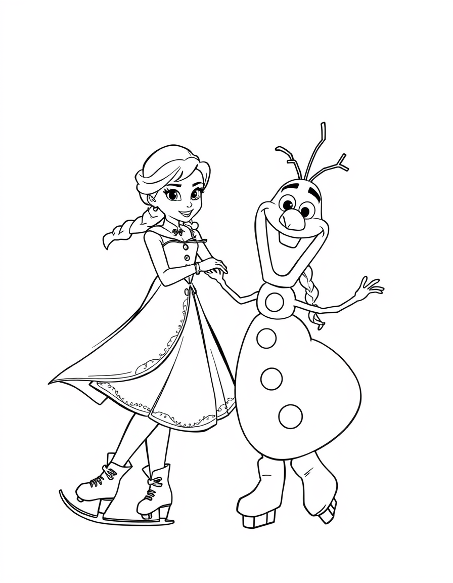 Elsa And Olaf Skating Together