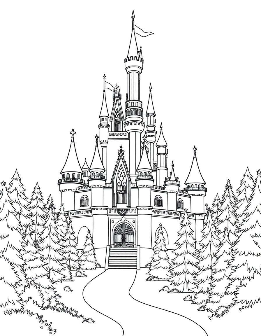 Elsa’S Castle Surrounded By Enchanted Forest