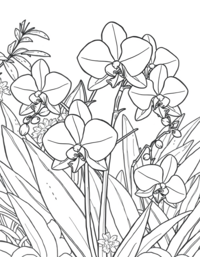 Gorgeous Orchids In A Lush Garden