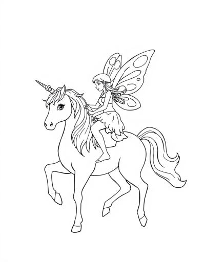 Fairy Riding A Rainbow Unicorn