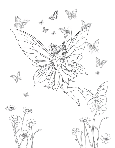 Whimsical Fairy Flying With Butterflies