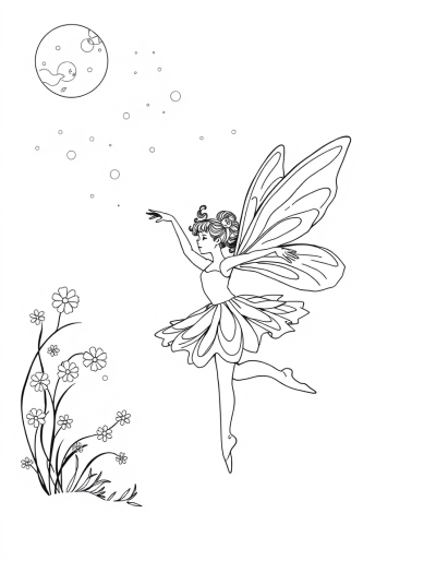 Whimsical Fairy Ballerina Dancing Under Moonlight