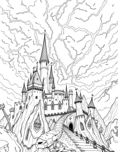 Sorcerers Conjure Lightning Storms Above Castles