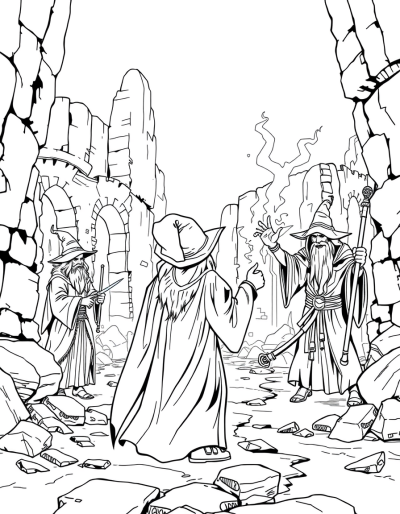 Wizards Cast Spells In Ancient Ruins