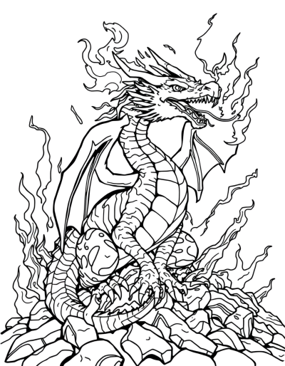 Dragon Surrounded By Lava