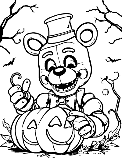 Freddy Fazbear Carving Pumpkin Lanterns