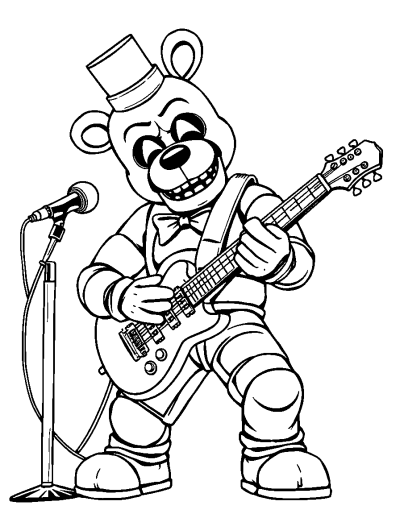 Freddy Fazbear Playing Guitar On Stage