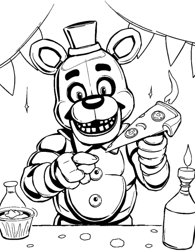 Freddy Fazbear Serving Pizza At Party