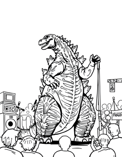 Godzilla Dancing At Music Festival
