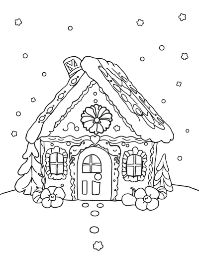 Sweet Gingerbread House In Winter Wonderland