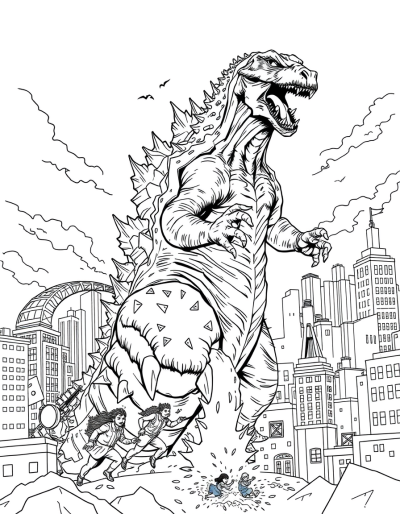 People Fleeing In Terror From Godzilla