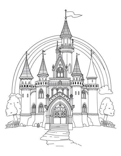 An Elaborate Rainbow Castle With Intricate Details