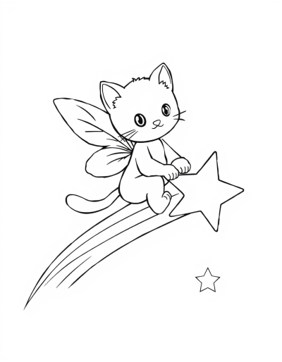 Kitty Fairy Riding On A Shooting Star