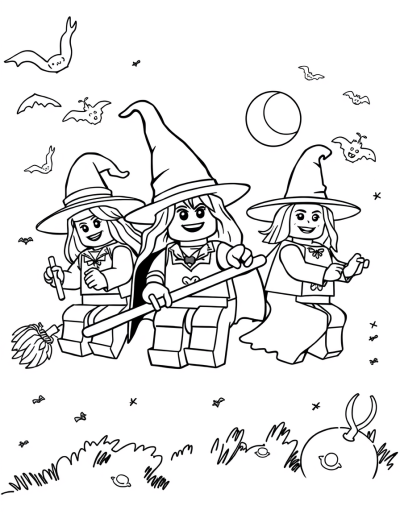 Witches Flying On Broomsticks