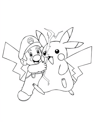 Pikachu Using Thunderbolt Attack Against A Foe