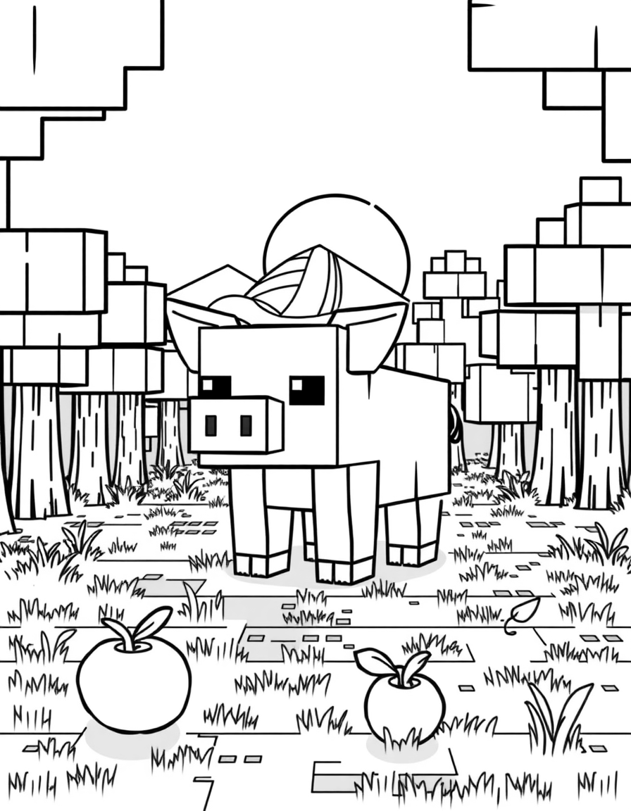 Cute Minecraft Pig Coloring