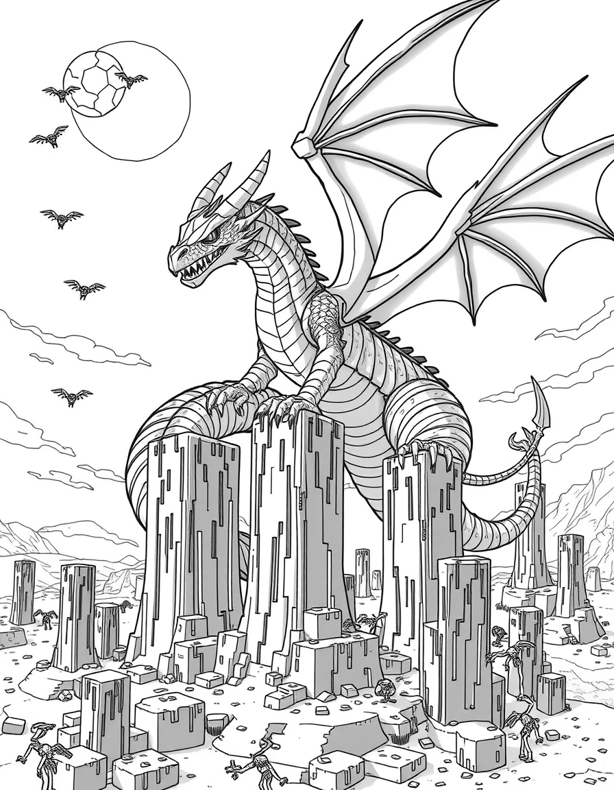 Ender Dragon Minecraft Coloring Sheet