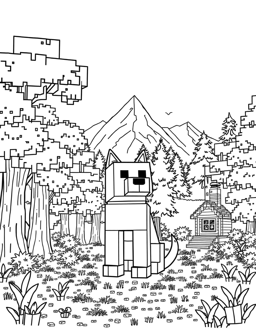 Minecraft Dog Coloring Pages