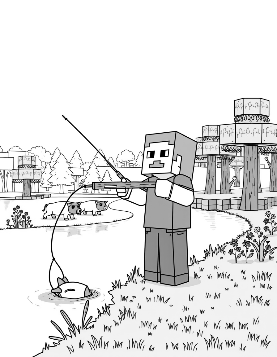 Minecraft Fishing Rod Coloring