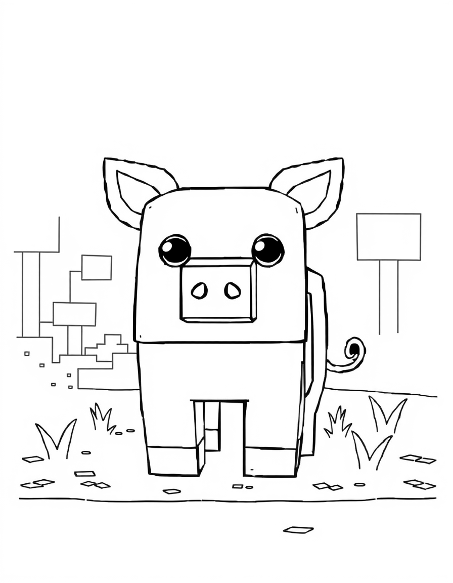 Minecraft Pig Coloring Page