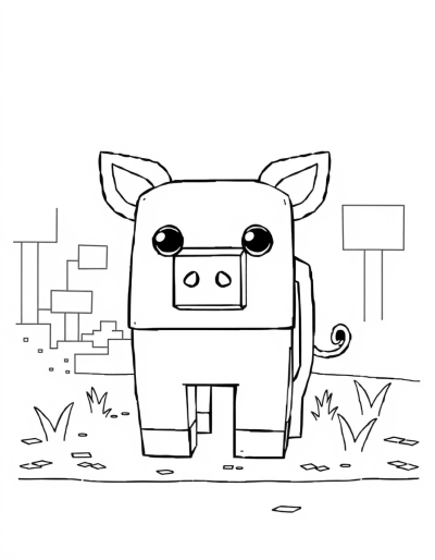 Minecraft Pig Coloring Page