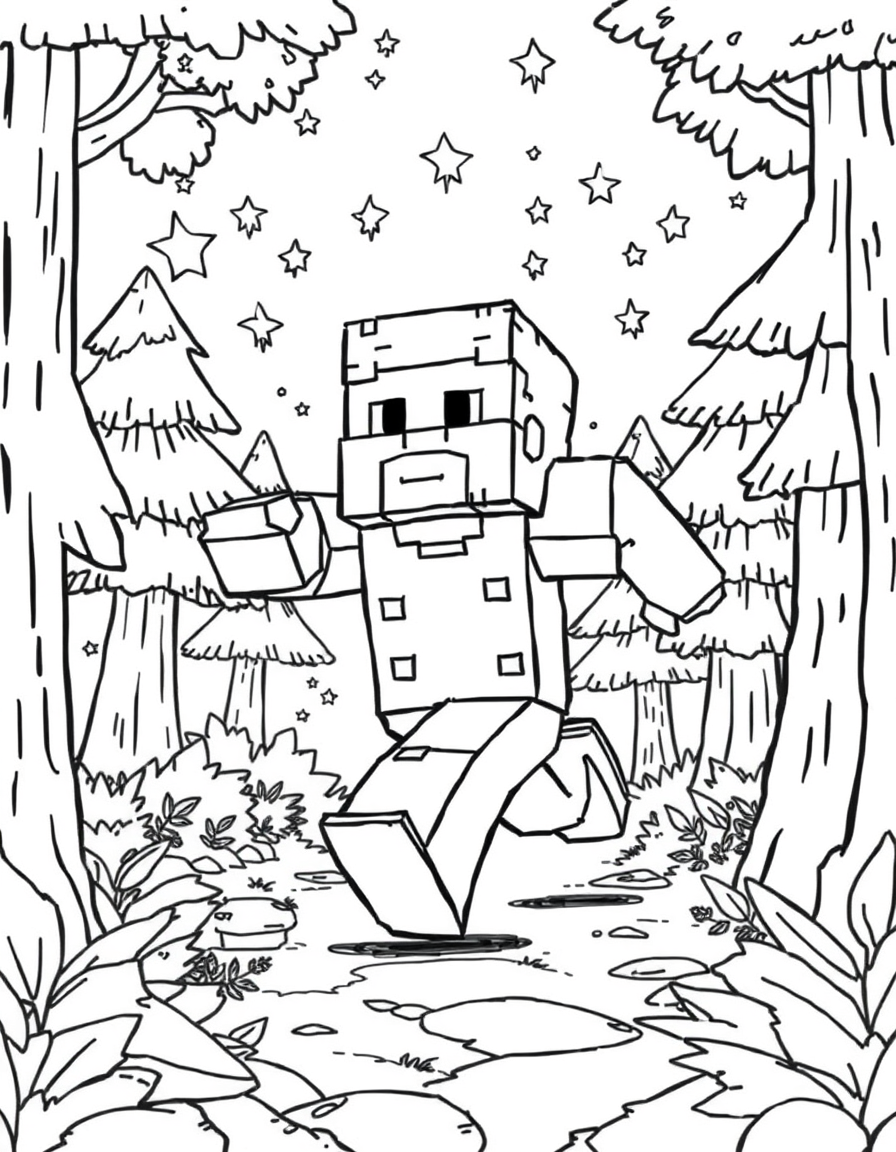 Minecraft Steve Coloring Page For Kids