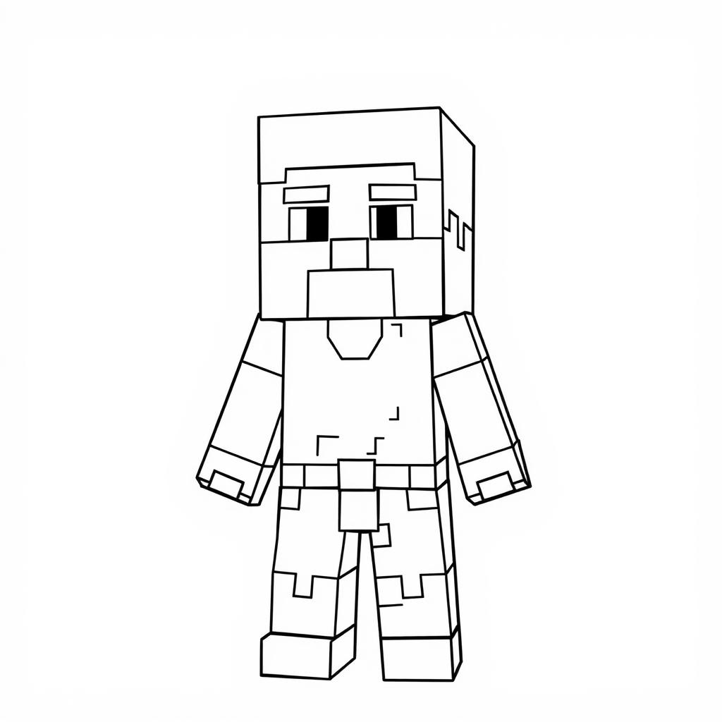 Minecraft Steve Coloring Page