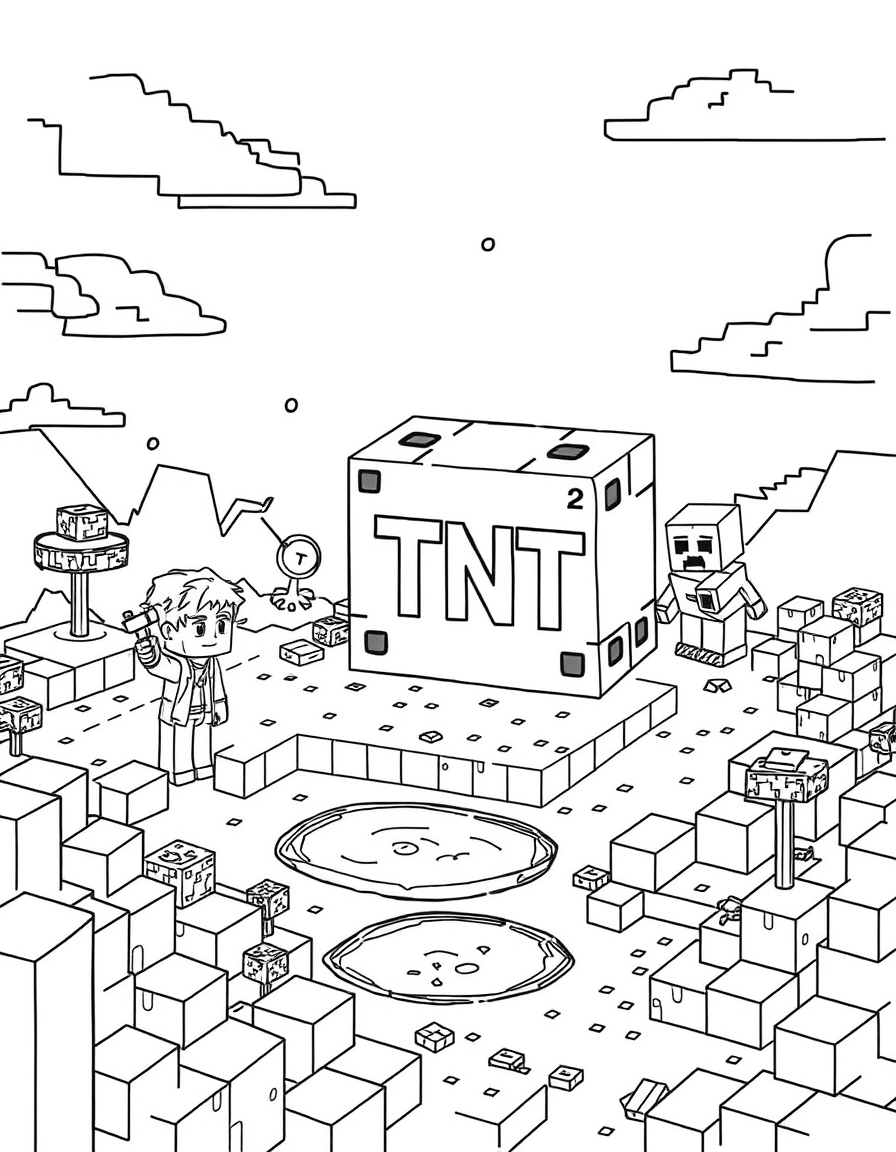 Minecraft TNT Coloring Pages