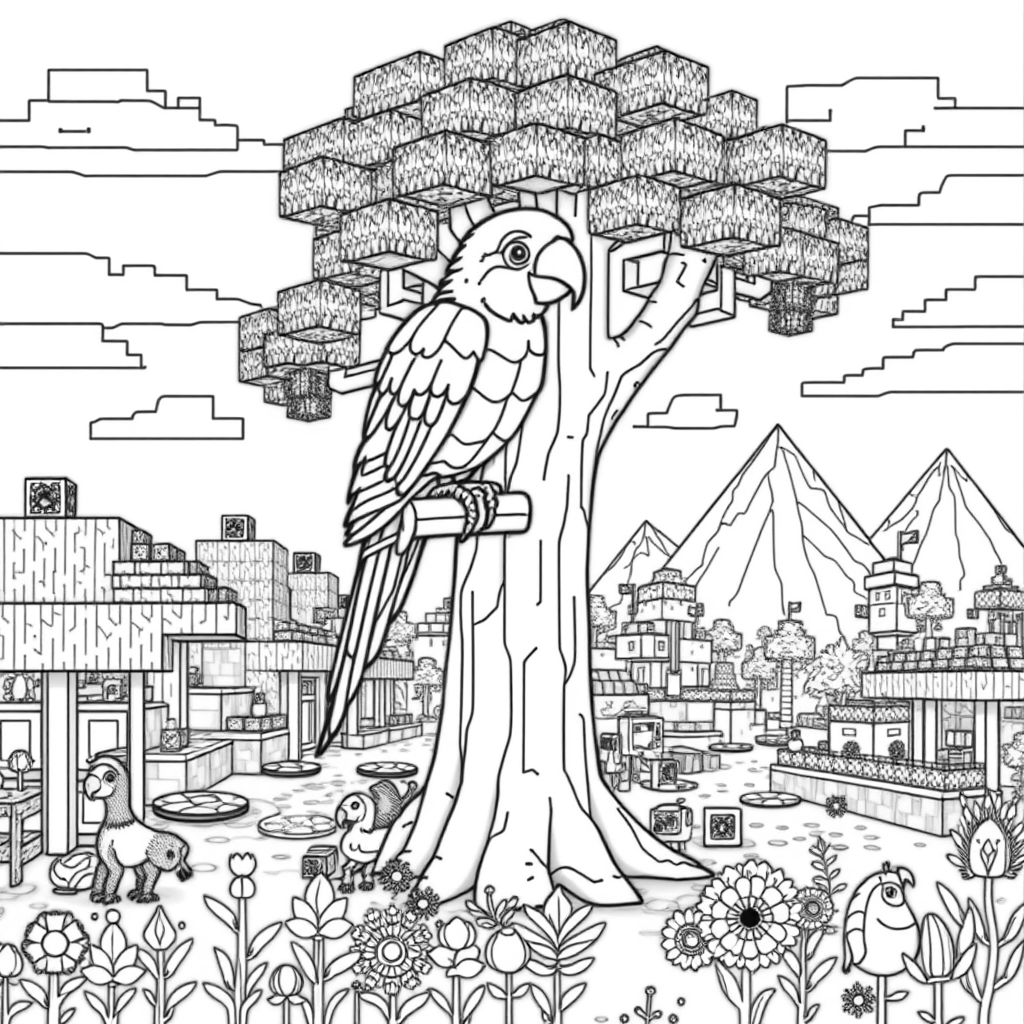 Parrot Minecraft Coloring Pages