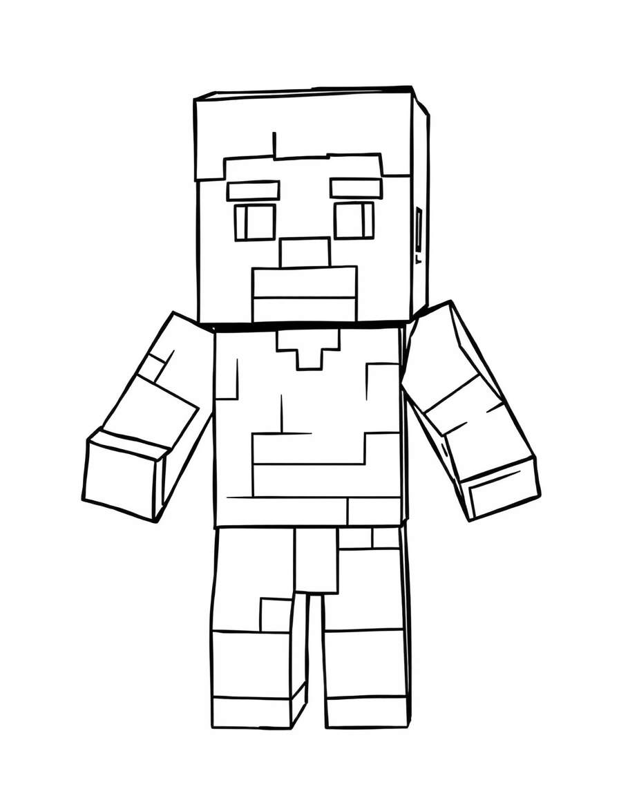 Steve Minecraft Coloring Sheet