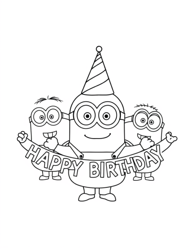 Happy Birthday Banner For Minions