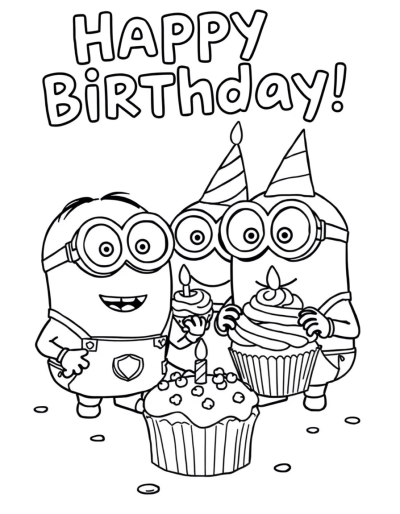 Minions Enjoying Birthday Cupcakes