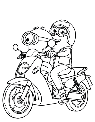 Minions Driving A Black Motorcycle