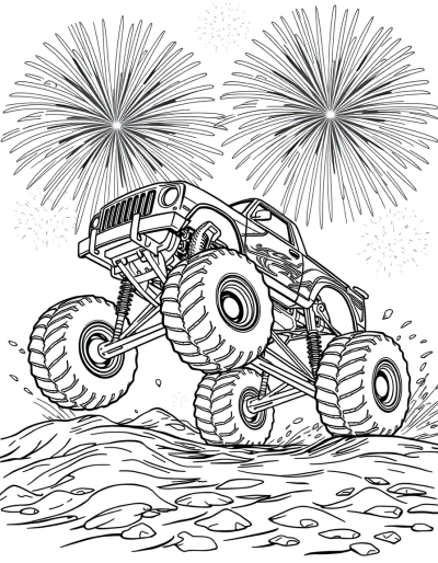A Monster Truck Jumping High
