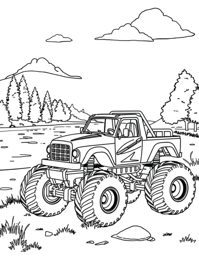A Peaceful Scene With A Monster Truck