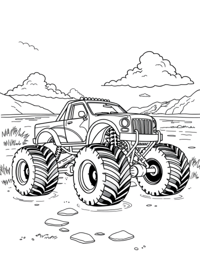 A Sunny Day At The River With A Monster Truck