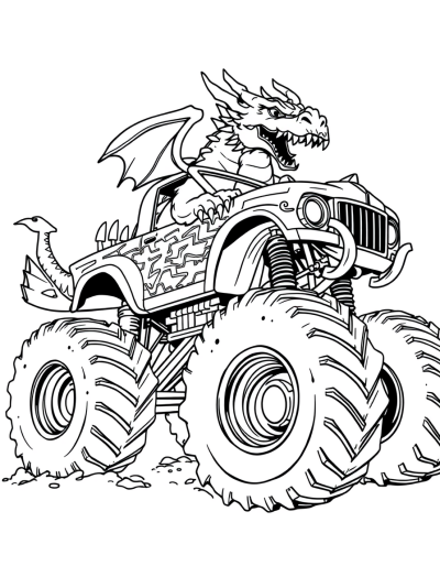 Fierce Dragon Riding A Monster Truck