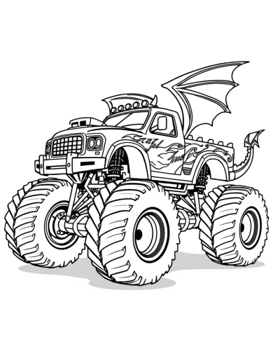 Truck With Wings And Dragon Motif