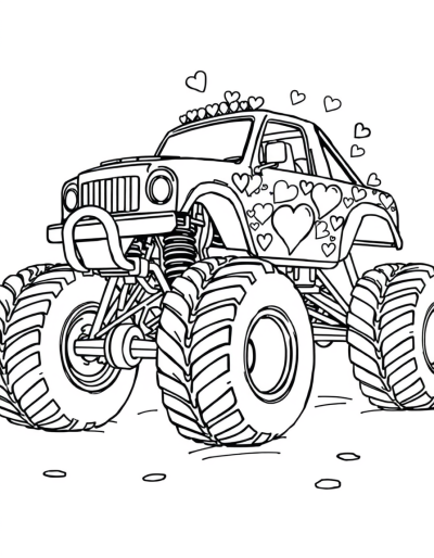 Colorful Hearts Decorate Monster Truck
