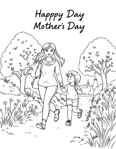 Mom And Child Enjoying Nature Walk