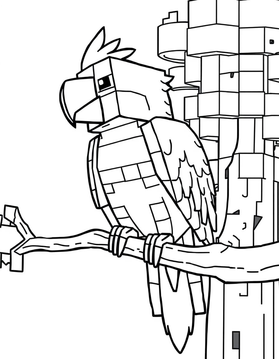 Minecraft Parrot Perched On Tree